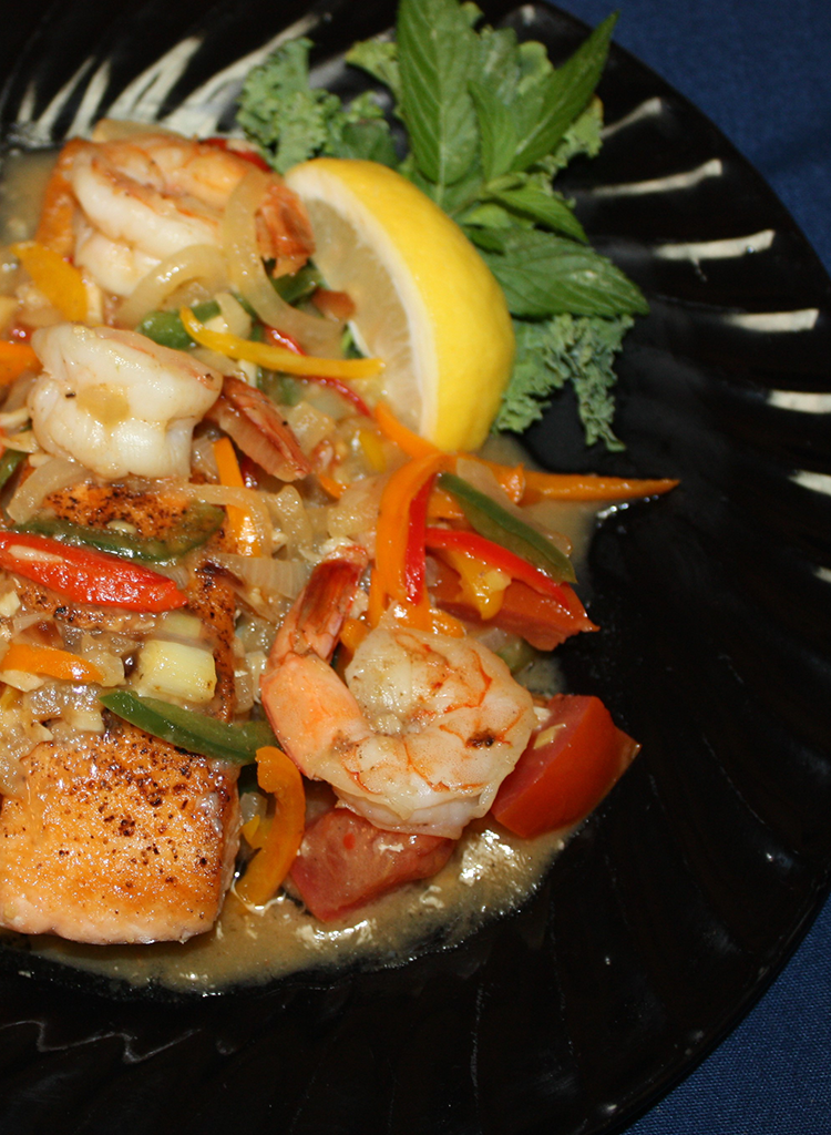 salmon and shrimp cantonese